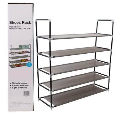 Wholesale 35.5in Steel 5- Tier Shoe Rack W / Non- Woven Shelves