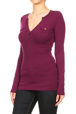Long Sleeve Henley Top ∙ CS1431