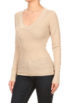 Thermal Wide V Neck Top ∙ CS1237