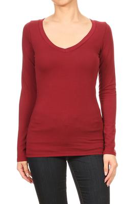 Basic Long Sleeve V Neck