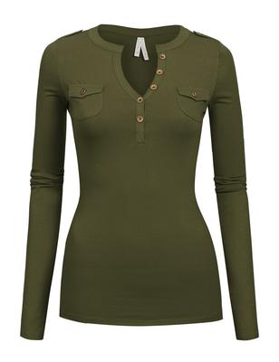 Long Sleeve Henley Top ∙ CS1431