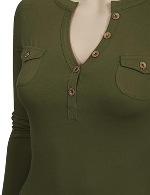 Long Sleeve Henley Top ∙ CS1431