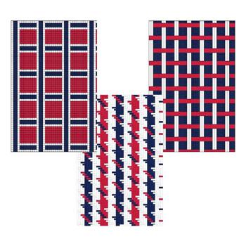 Placemat Paper Red White Blue 3 Assorted Patterns 17.75 x 11.75