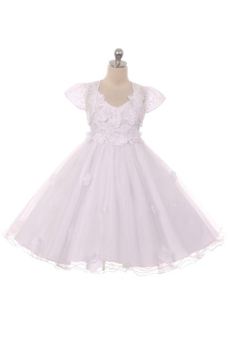 Floral Applique High Low Flower Girl DressesFloral Applique High Low Flower Girl Dresses