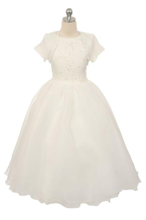Ivory Beaded Satin First Communion Dress