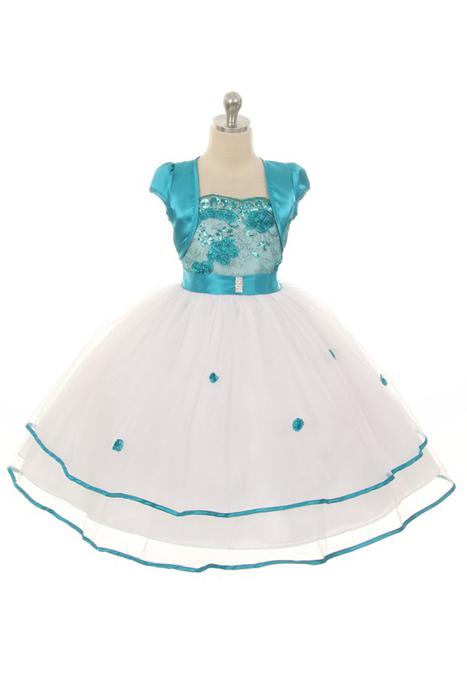 Teal & White Embroidered Dresses