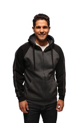 Contrast Raglan Sleeve With Stripes Zipper Hoodies