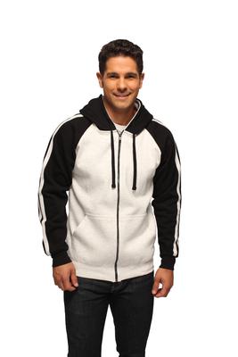 Contrast Raglan Sleeve With Stripes Zipper Hoodies