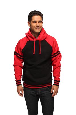 Contrast Raglan Sleeve With Stripes Pullover Hoodies