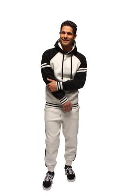Contrast Raglan Sleeve With Stripes Pullover Hoodies