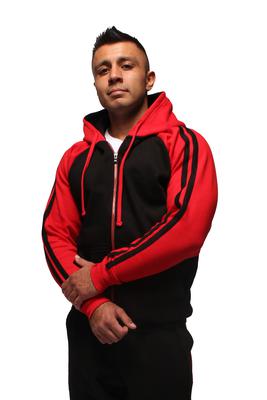 Contrast Raglan Sleeve With Stripes Zipper Hoodies