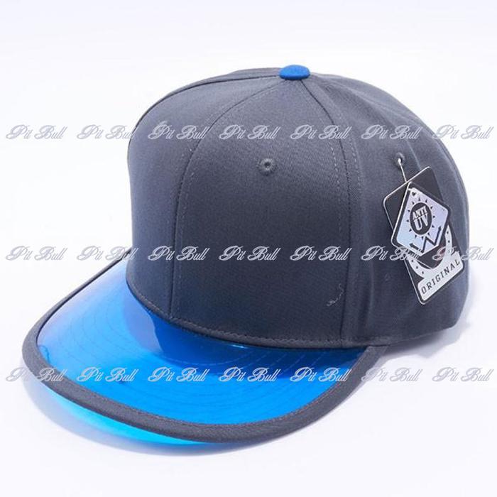 Pit Bull Anti UV Transparency Visor Snapback Hats Wholesale [Charcoal/Royal]