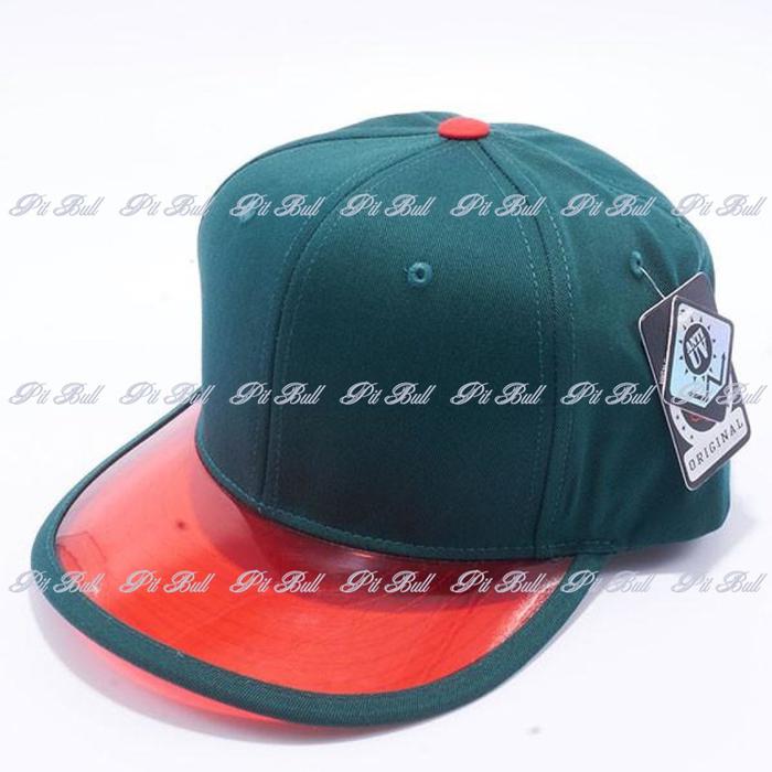 Pit Bull Anti UV Transparency Visor Snapback Hats Wholesale [Dark Green/Red]