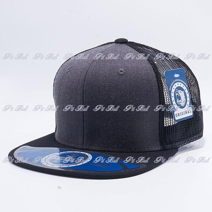 Pit Bull Wool Blend Trucker Hats Wholesale [Black/Dark Heather/Black]