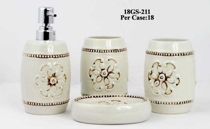 Vintage Flower Ceramic Bath Ensemble