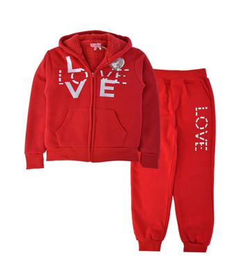Girls’ 2PC Fleece Set Sherpa Lining LOVE