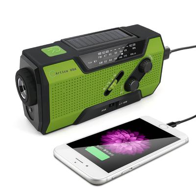 Emergency Solar Crank Weather AM/FM Radio With USB Outlet Power Bank Flashlight