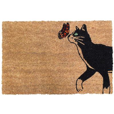 Cat and Butterfly Door Mat