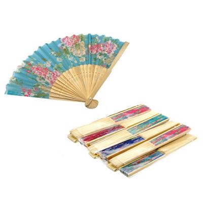 Bamboo and Fabric Fan Asst Dz