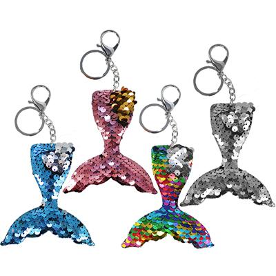 Sequin Mermaid Tail Key Chain & Clip Asst 1Dz