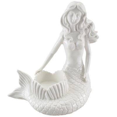 Shellie Mermaid Porcelain Statue T-light/Planter