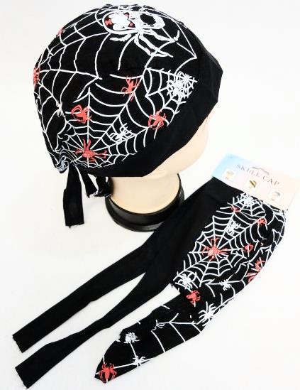 Wholesale Skull Caps Motorcycle Hats Fabric Spider Web Skulls