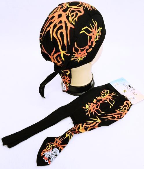 Wholesale Skull Caps Motorcycle Hats Fabric Flame Print