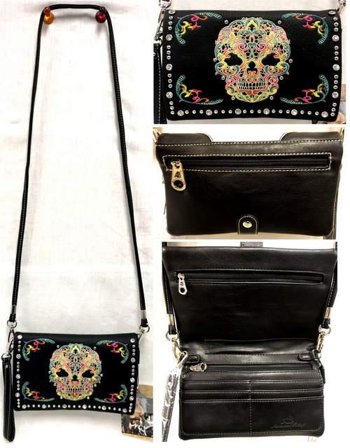 Wholesale Sugar Skull Multicolor American Bling Clutch Purse Out of Stock