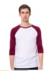 Mens 3/4 Sleeve Raglan