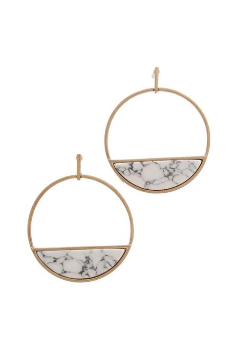 HALF MARBLE CIRCLE DROP EARRING