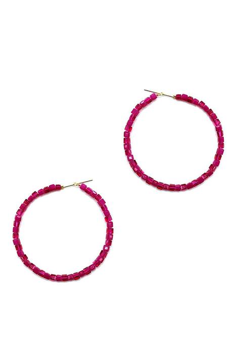 FASHION BEADED HOOP EARRING