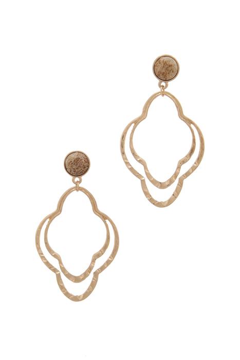HAMMERED MOROCCAN SHAPE POST DROP EARRING