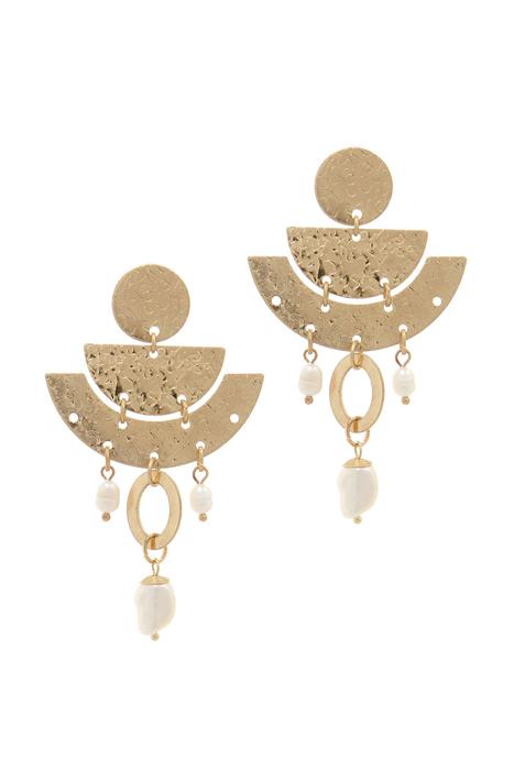 HALF CIRCLE METAL POST DROP EARRING