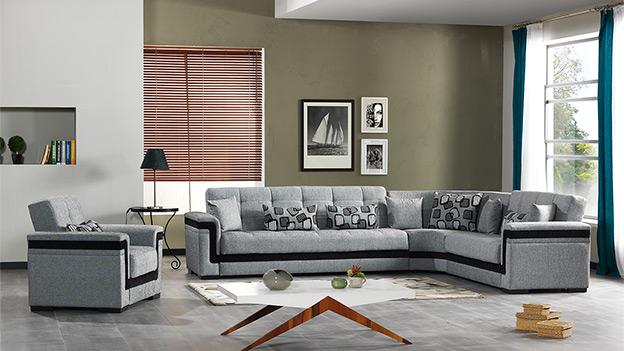Bravo Sectional Stone Black