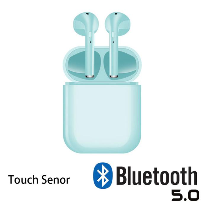 Wholesale Bluetooth 5.0 True Wireless Touch Sensor Earbuds Pods Style Headset Pair Set with Portable Charger (Green)