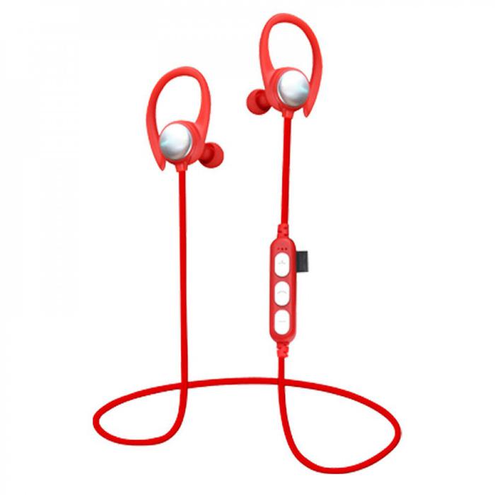 Wholesale Hook Over the Ear Bluetooth Headset Earbud with MicroSD Music Slot MST7 (Red)
