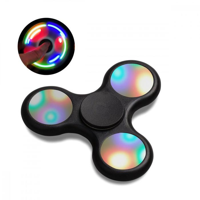 Wholesale LED Light Up Push Button Switch Fidget Spinner Stress Reducer Toy (Mix Color)