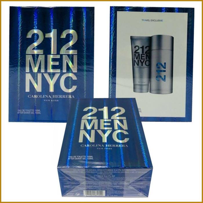 212 MEN NYC BY CAROLINA HERRERA 3.4 OZ EAU DE TOILETTE 2 PC TRAVEL SET