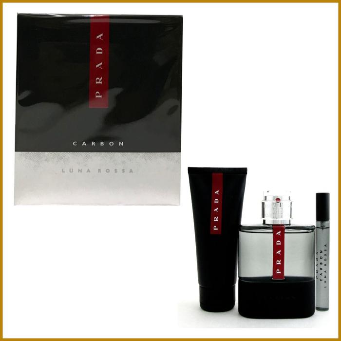 PRADA LUNA ROSSA CARBON 3 PC TRAVEL SET EAU DE TOILETTE 3.4 OZ