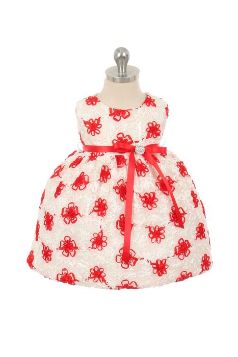 Satin Flower Embroidered Baby Dress