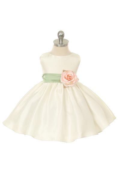 Poly Silk Organza Sash Classic Baby Dress (White Dress)