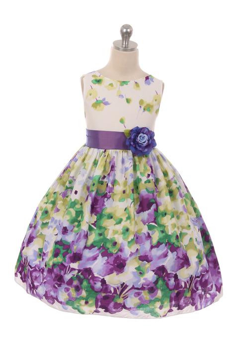 Flower Printed Cotton Girl Dress