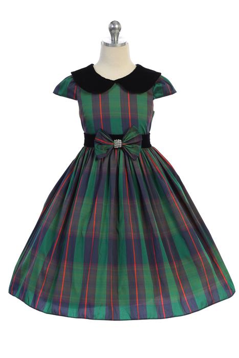 Classic Plaid with Velvet Collar Plus Size Girl Dress