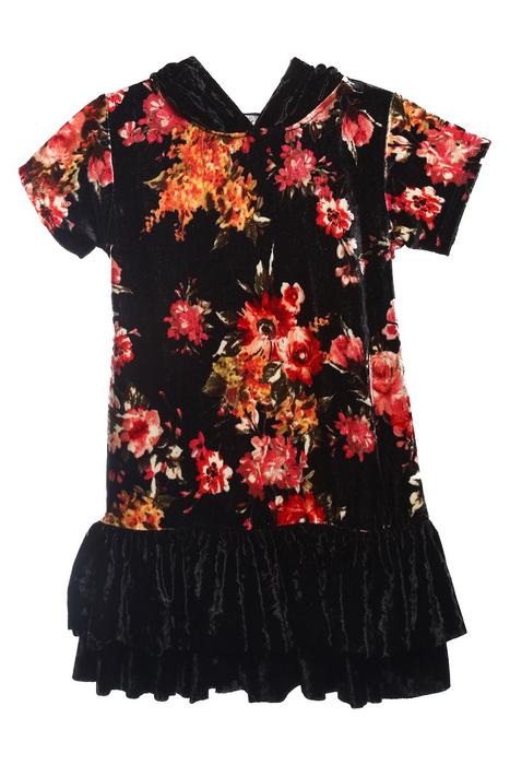 Floral Hoodie Ruffle Plus Size Girl Dress