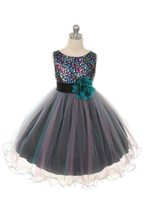 Multi-Sequin Trio Color Tulle Plus Size Girl Dress