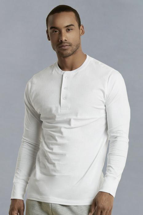 KNOCKER MEN'S HENLEY SHIRT (MHS001_WHITE)