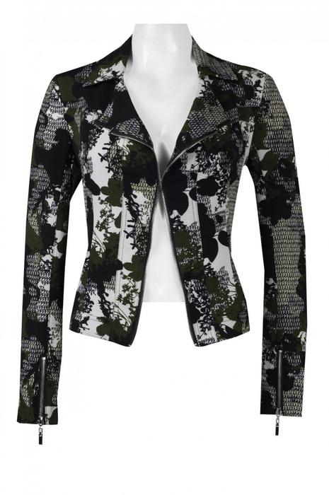 Jolibel Notched Collar Long Sleeve Multi Print Polyester Jacket