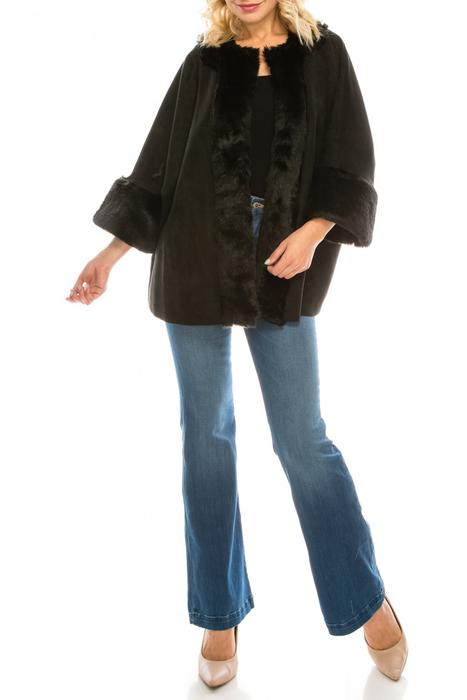 Sioni Black Faux Fur Suede Jacket