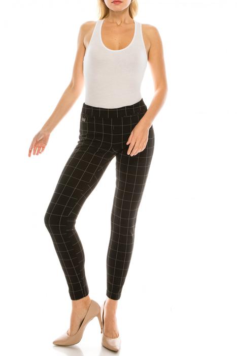 Zac & Rachel Black White Windowpane Plaid Skinny Pants