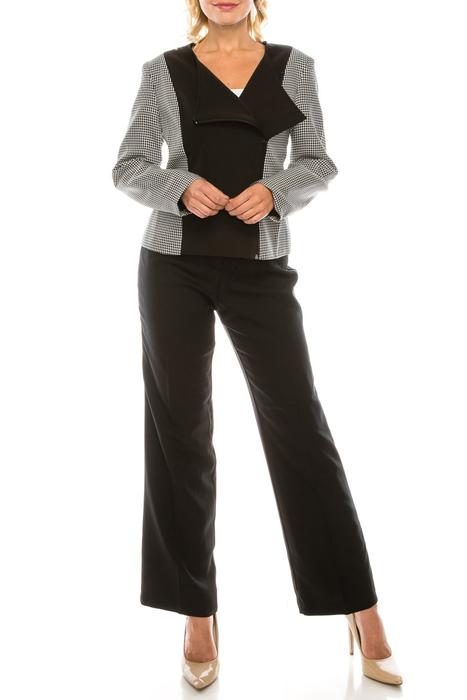 Danillo Black Ivory Houndstooth 2 Piece Pant Suit